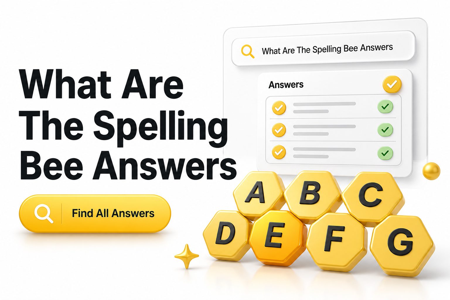 what-are-the-spelling-bee-answers-e1263 Wooden letter tiles spelling answers beside a honeycomb and pencil